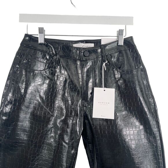 KanCan Josephine Faux Leather Mom Fit Jeans Black Boho Artsy NWT Womens 5/26 - Picture 2 of 6
